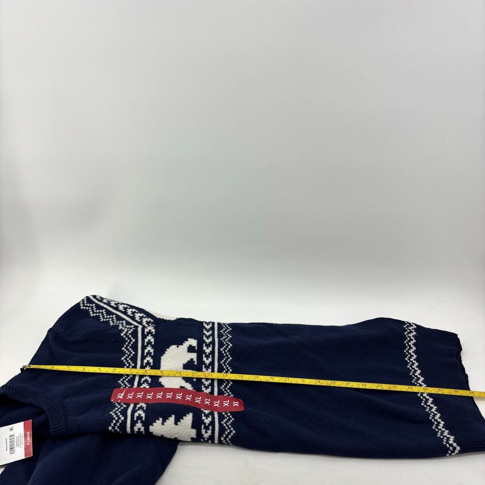 Lands End Men's Size XL Sweater Navy Blue Bear Christmas Tree - Picture 7 of 16